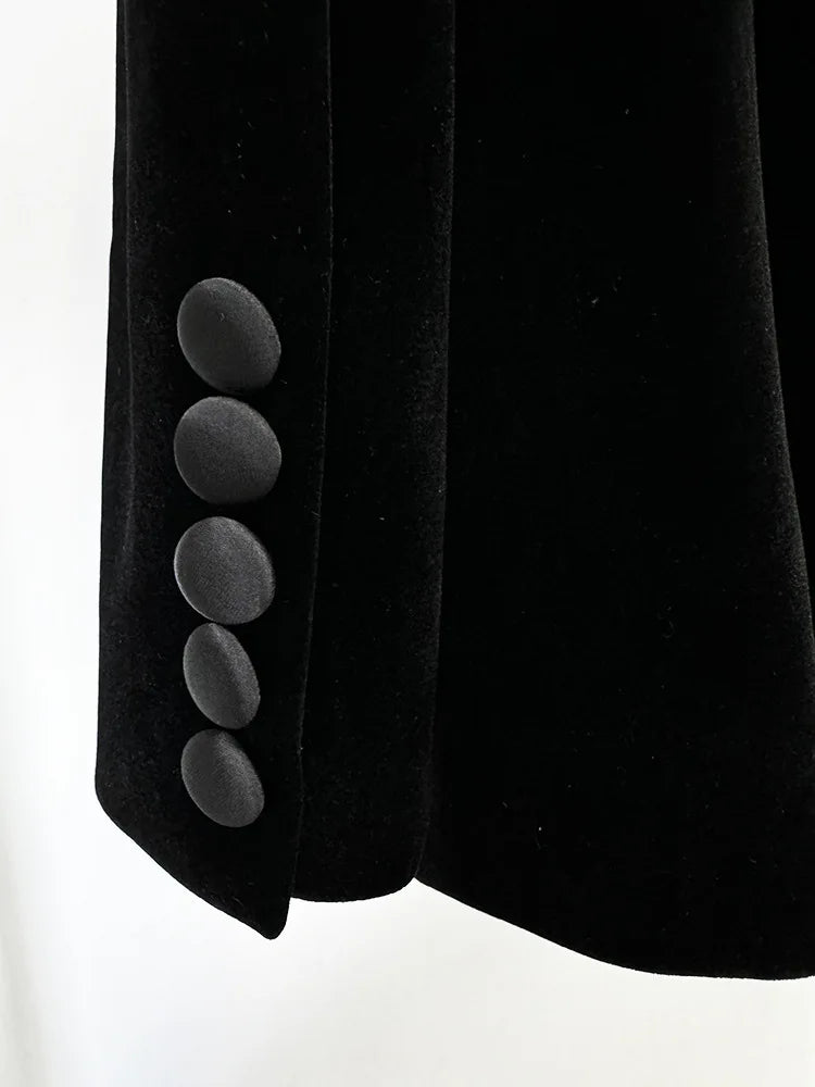 Black Rhinestone Blazer – Elegant Double-Breasted