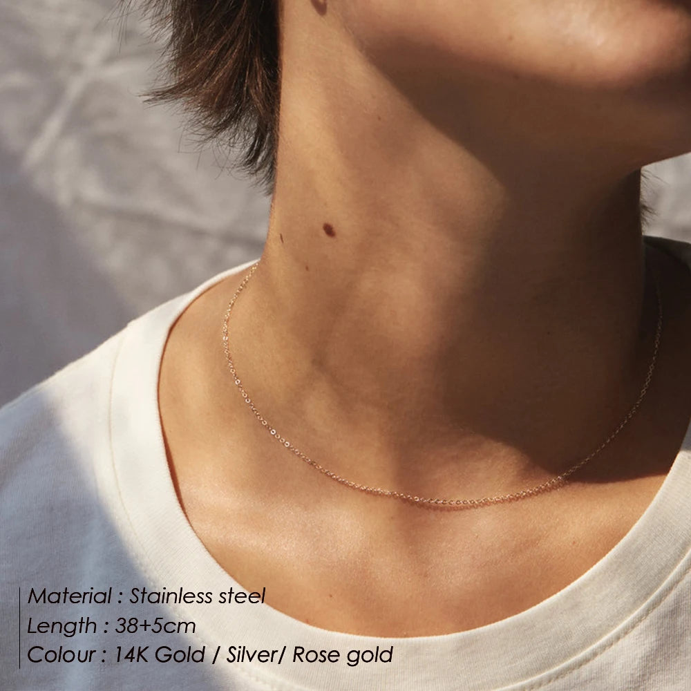 Trendy Gold Color 316L Stainless Steel Link Chain Choker Necklace