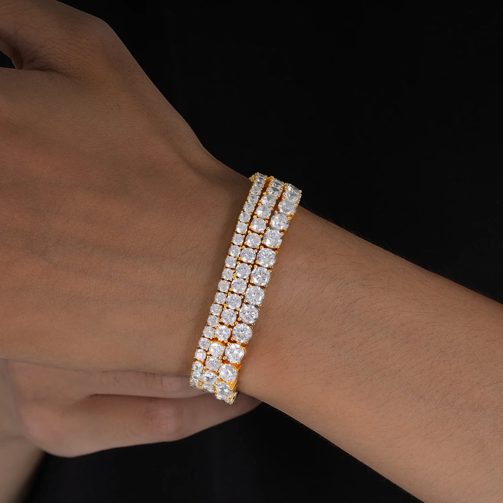Iced Out Tennis Chain – Gold & Silver Zircon