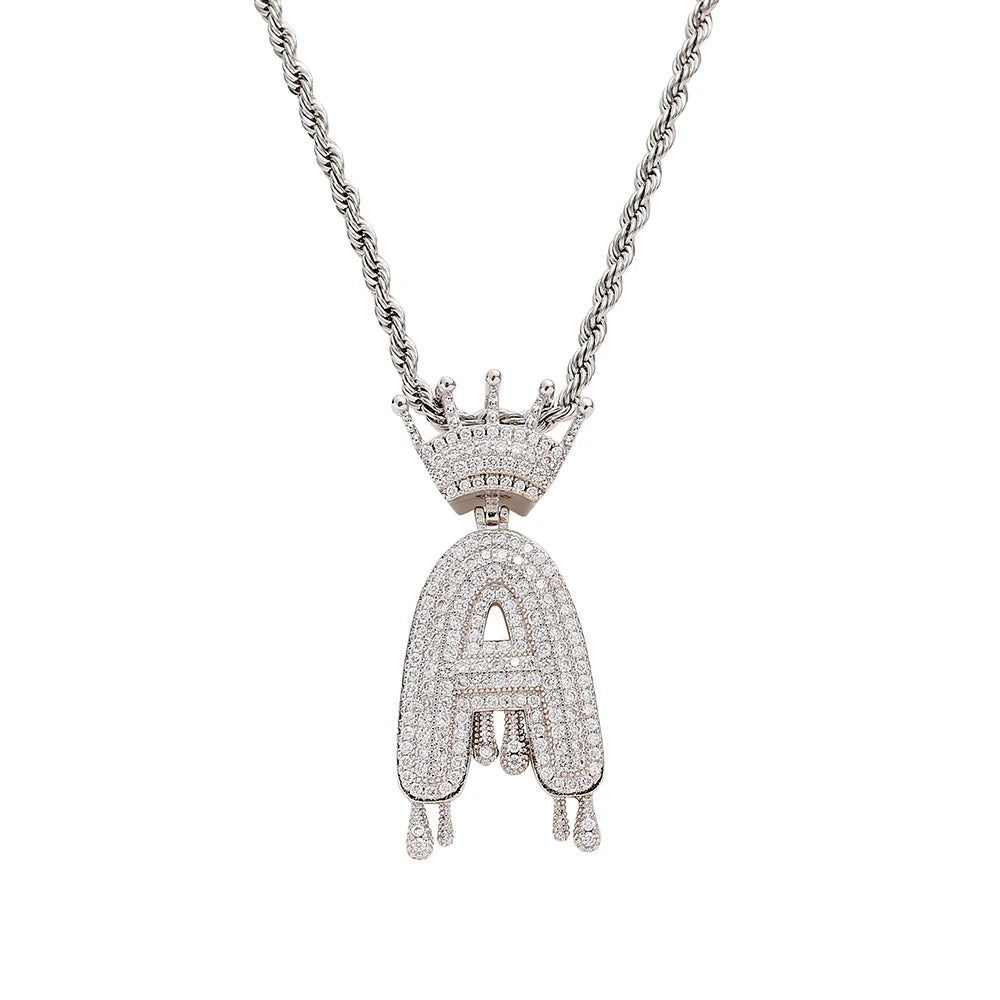 Iced Out Letter Necklace – A-Z Zircon Pendant