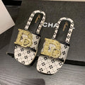 Women’s Flat Sandals – Metal Buckle Design