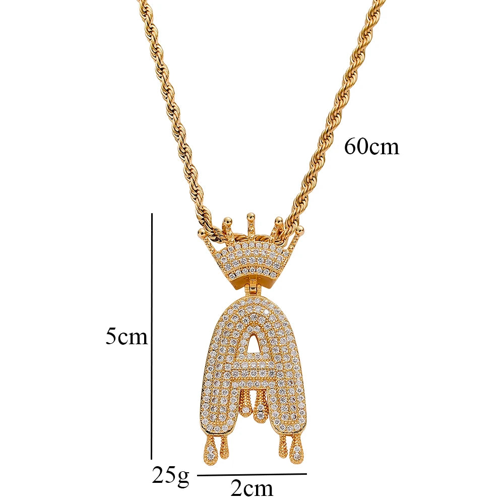 Iced Out Letter Necklace – A-Z Zircon Pendant
