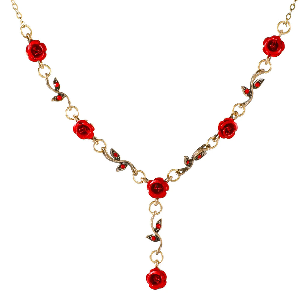 Red Rose Jewelry Set – Elegant & Romantic
