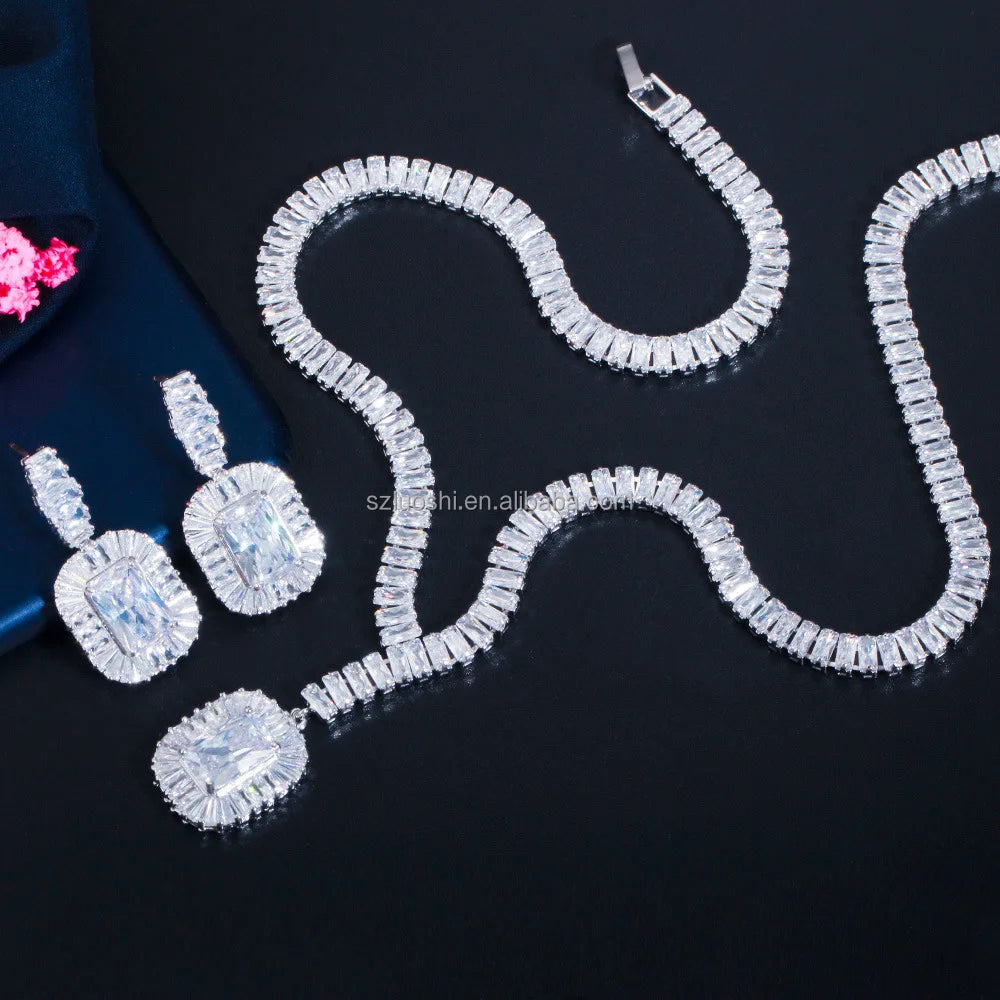 Blue Cubic Zirconia Jewelry Set – Elegant Gold Plated