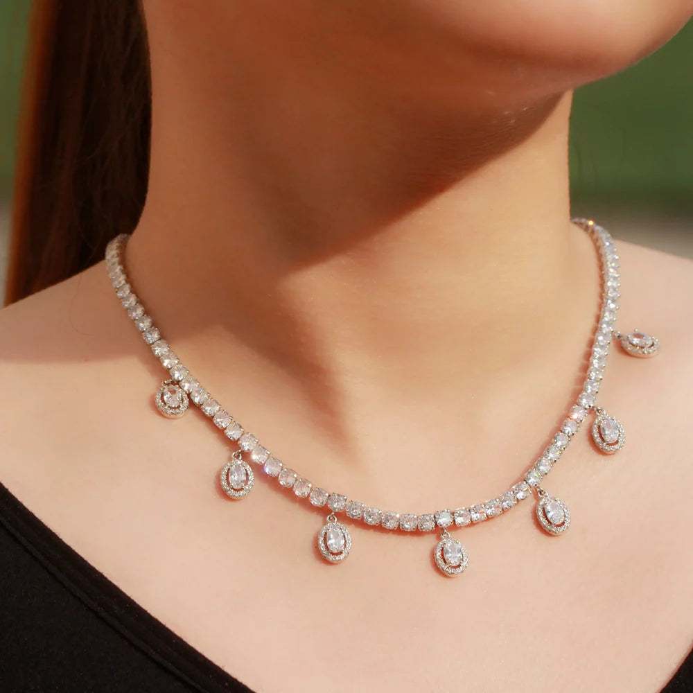 Cubic Zirconia Charm Choker – Elegant & Shiny