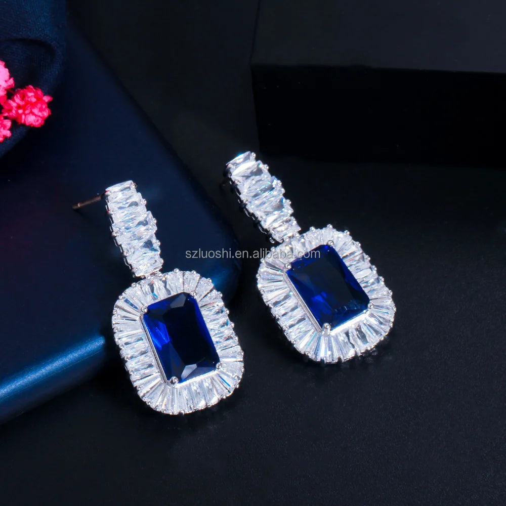 Blue Cubic Zirconia Jewelry Set – Elegant Gold Plated