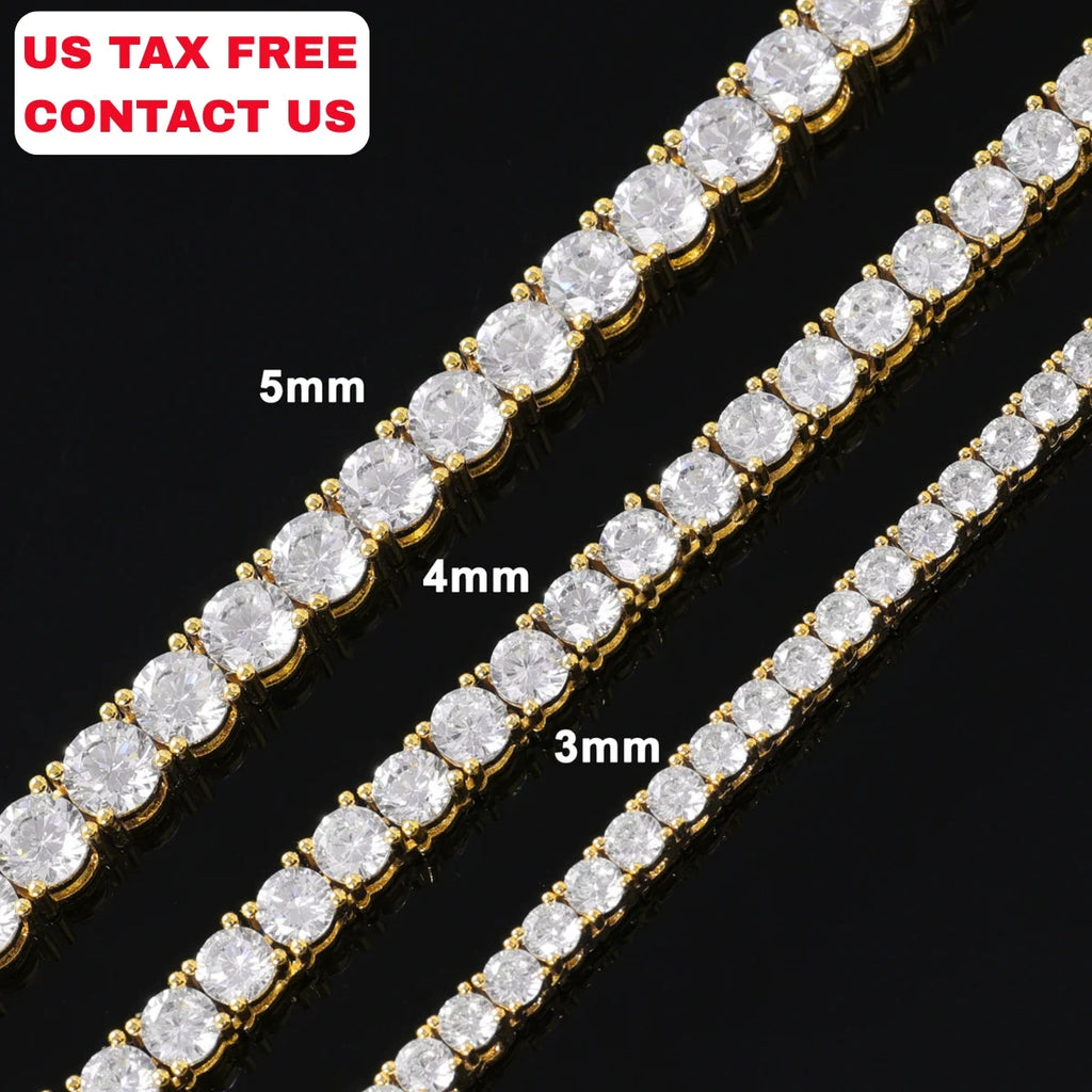 Iced Out Tennis Chain – Gold & Silver Zircon