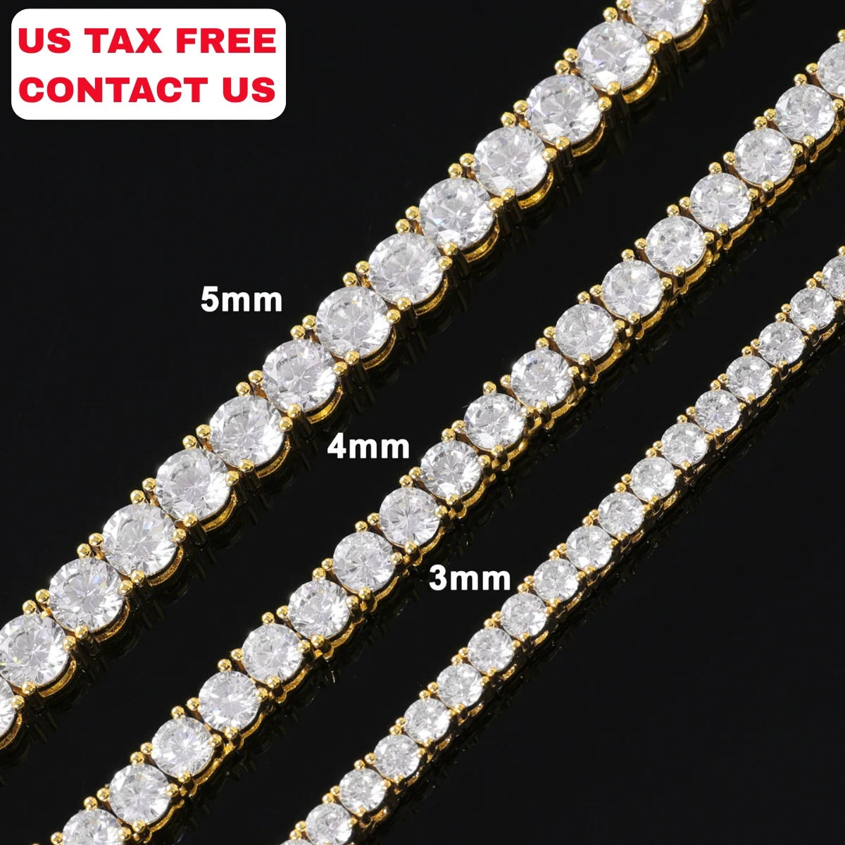 Iced Out Tennis Chain – Gold & Silver Zircon
