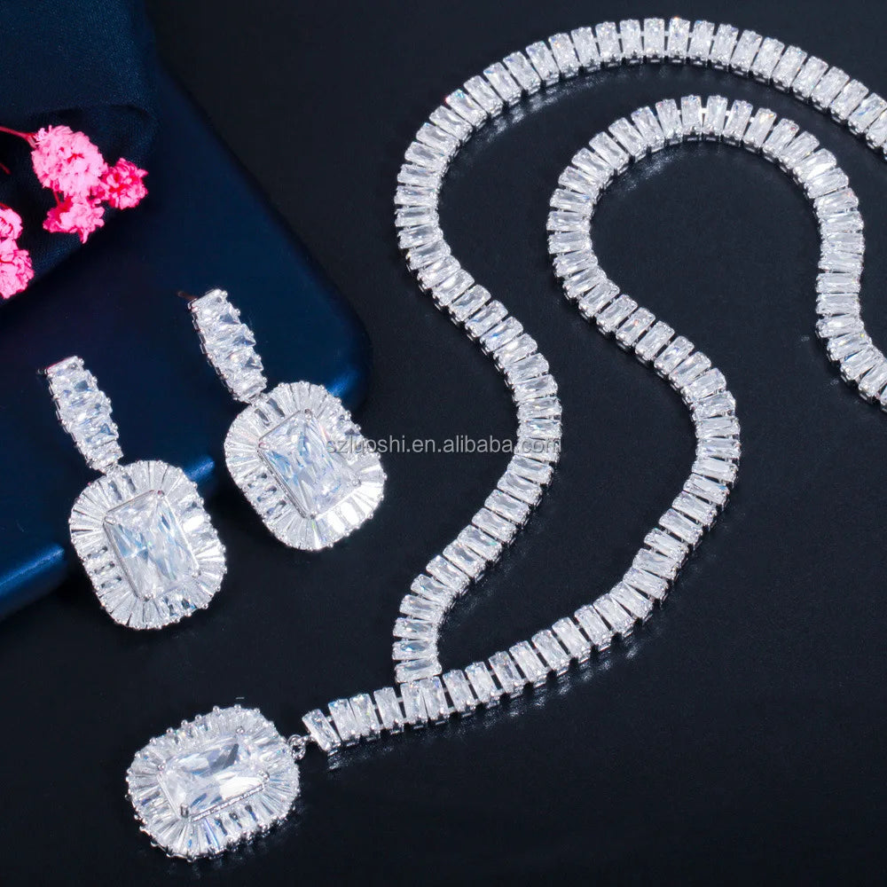 Blue Cubic Zirconia Jewelry Set – Elegant Gold Plated