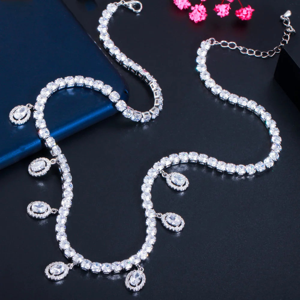 Cubic Zirconia Charm Choker – Elegant & Shiny
