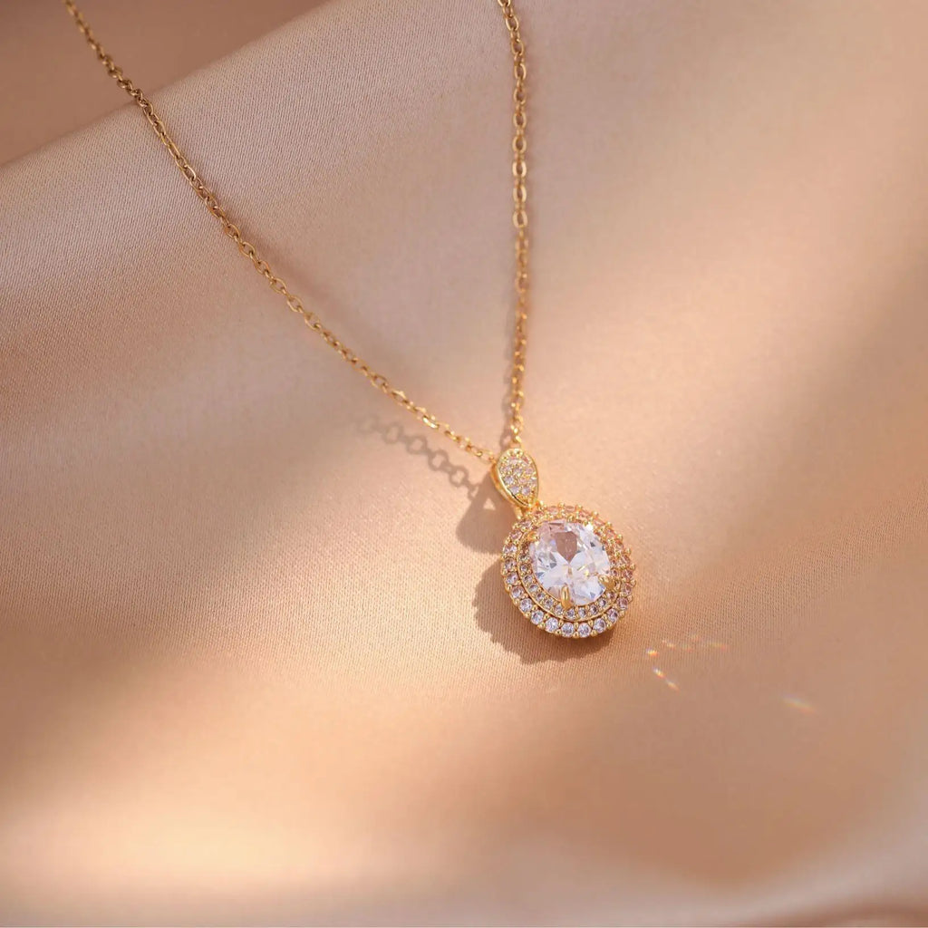 Zircon Drop Necklace – Elegant Stainless Steel