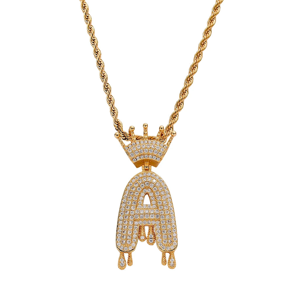 Iced Out Letter Necklace – A-Z Zircon Pendant