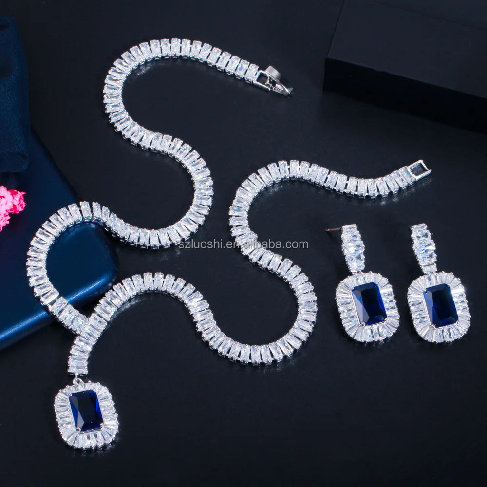 Blue Cubic Zirconia Jewelry Set – Elegant Gold Plated