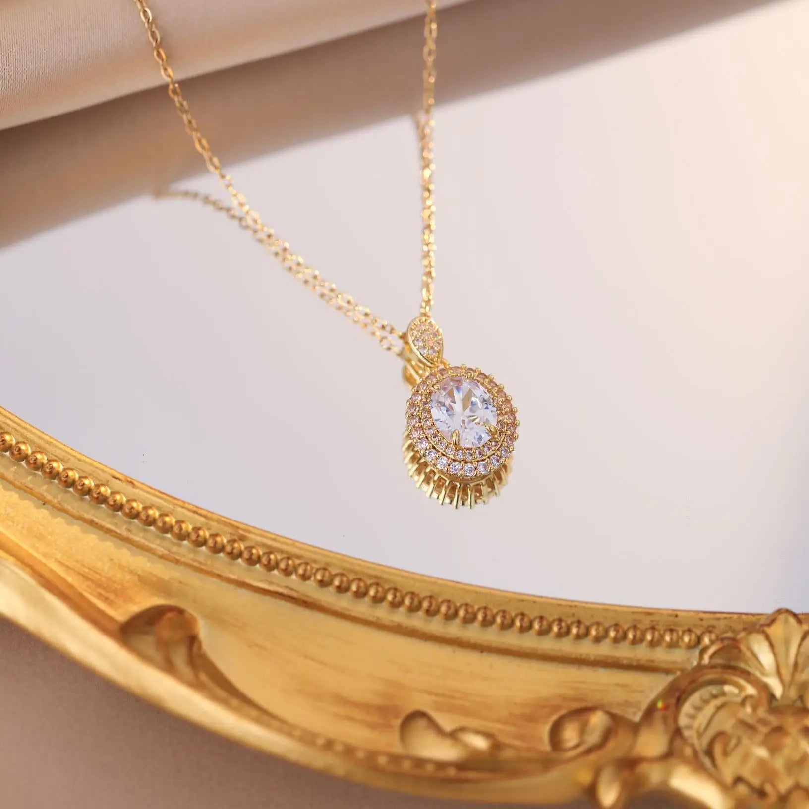 Zircon Drop Necklace – Elegant Stainless Steel