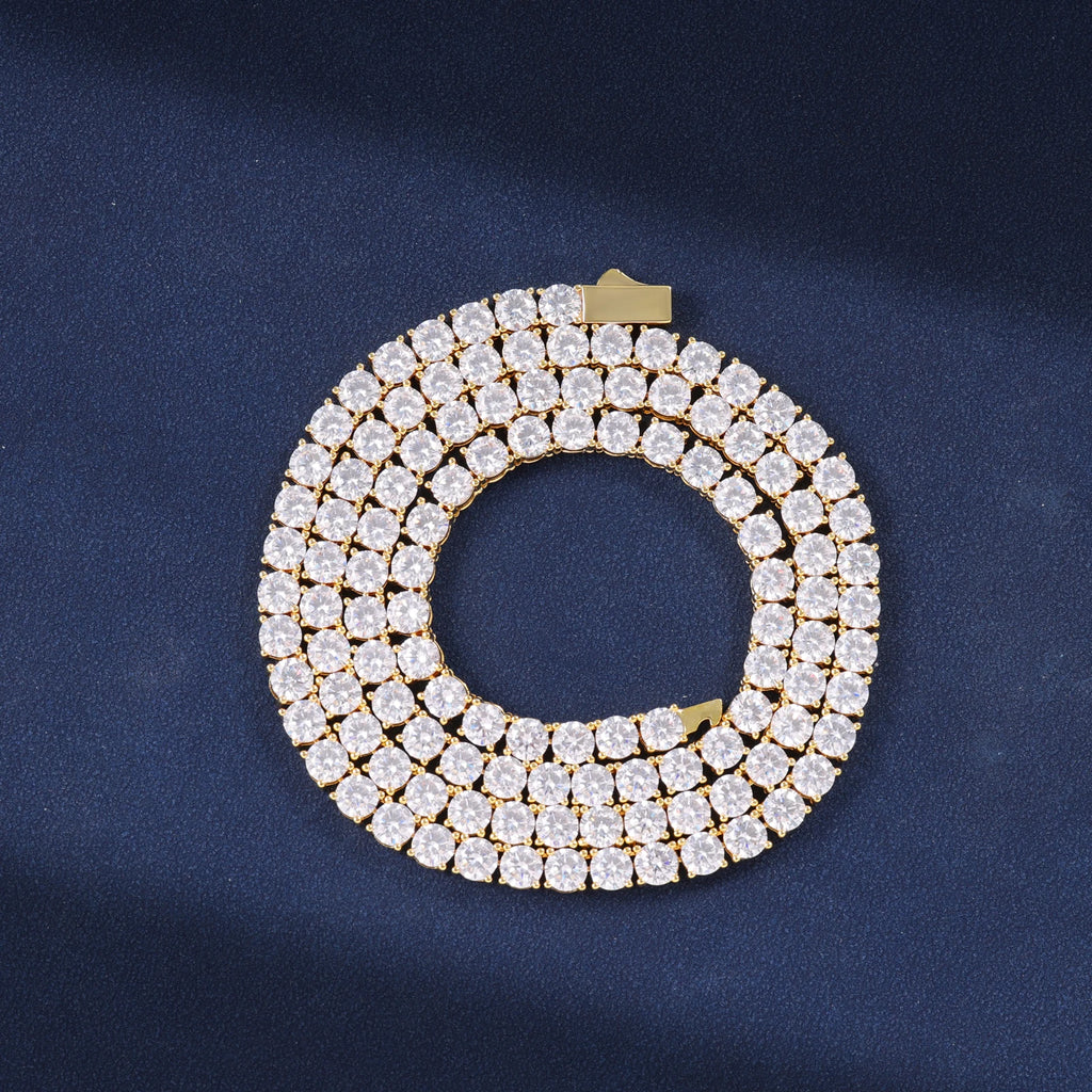 Iced Out Tennis Chain – Gold & Silver Zircon