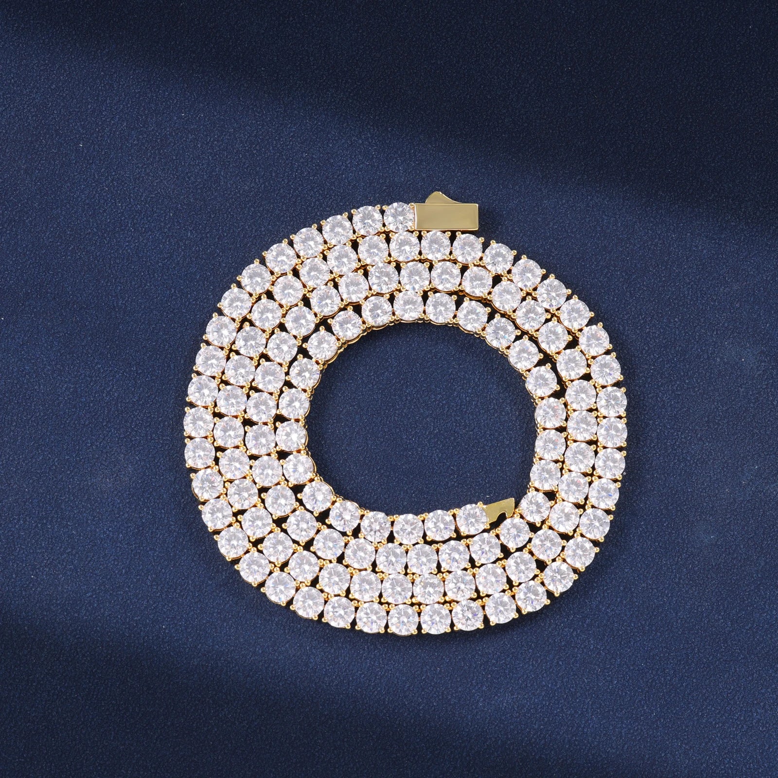 Iced Out Tennis Chain – Gold & Silver Zircon