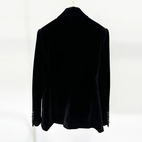 Black Rhinestone Blazer – Elegant Double-Breasted