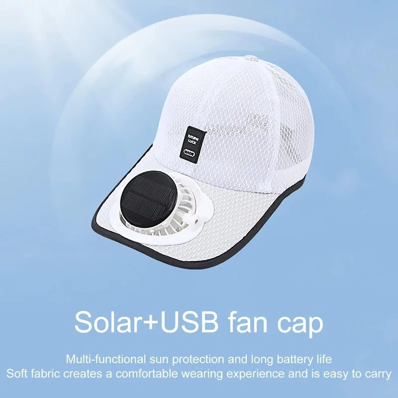 Solar Cooling Fan Cap – Breathable Hat with Built-In Fan for Summer Outdoors