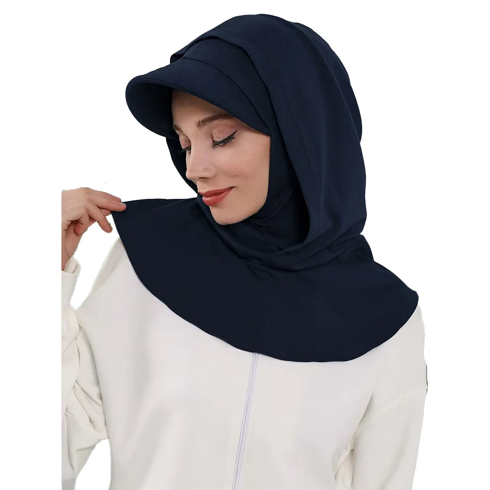 Full Coverage Bonnet Hijab with Visor – Ready to Wear