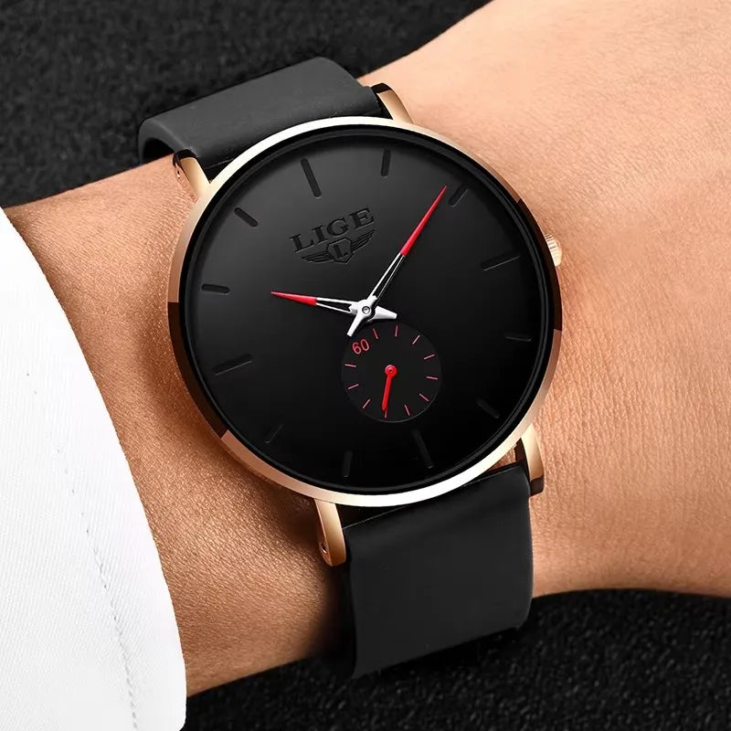 LIGE Men’s Ultra-Thin Quartz Watch – Waterproof Luxury Style