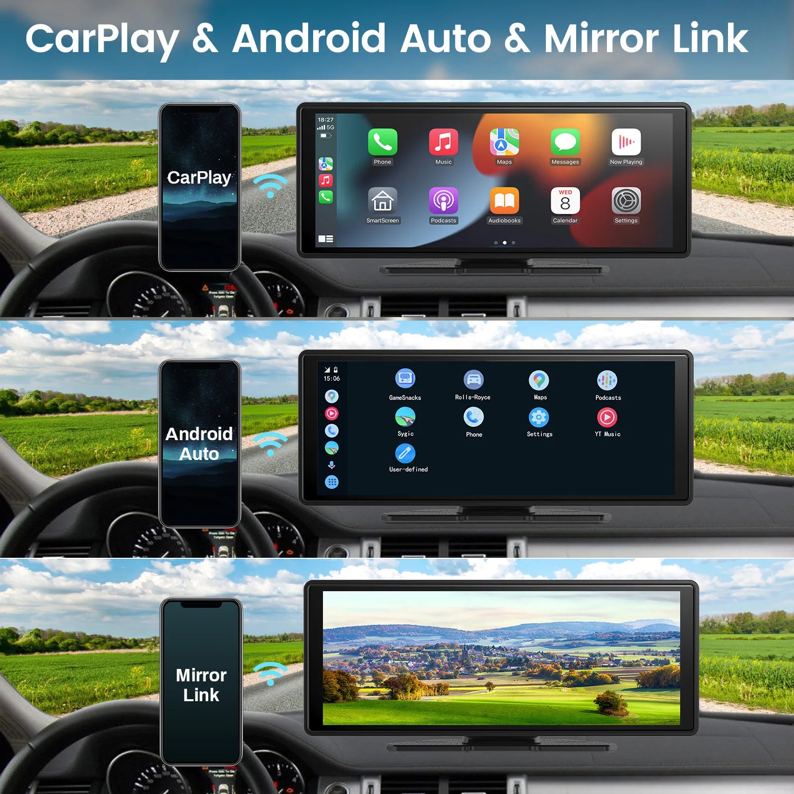 Portable Wireless CarPlay Screen