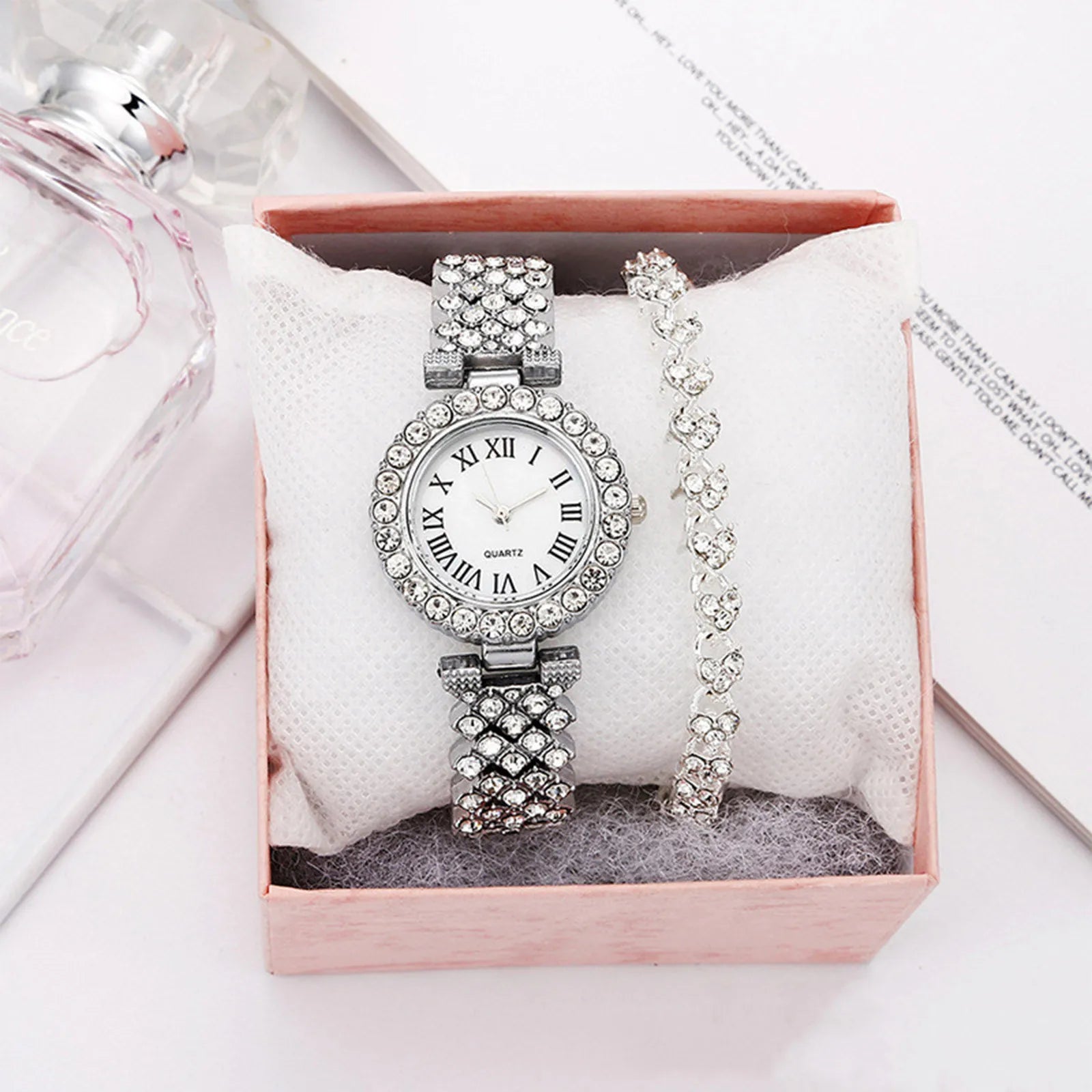 2PCS Crystal Watch Set – Elegant & Luxury