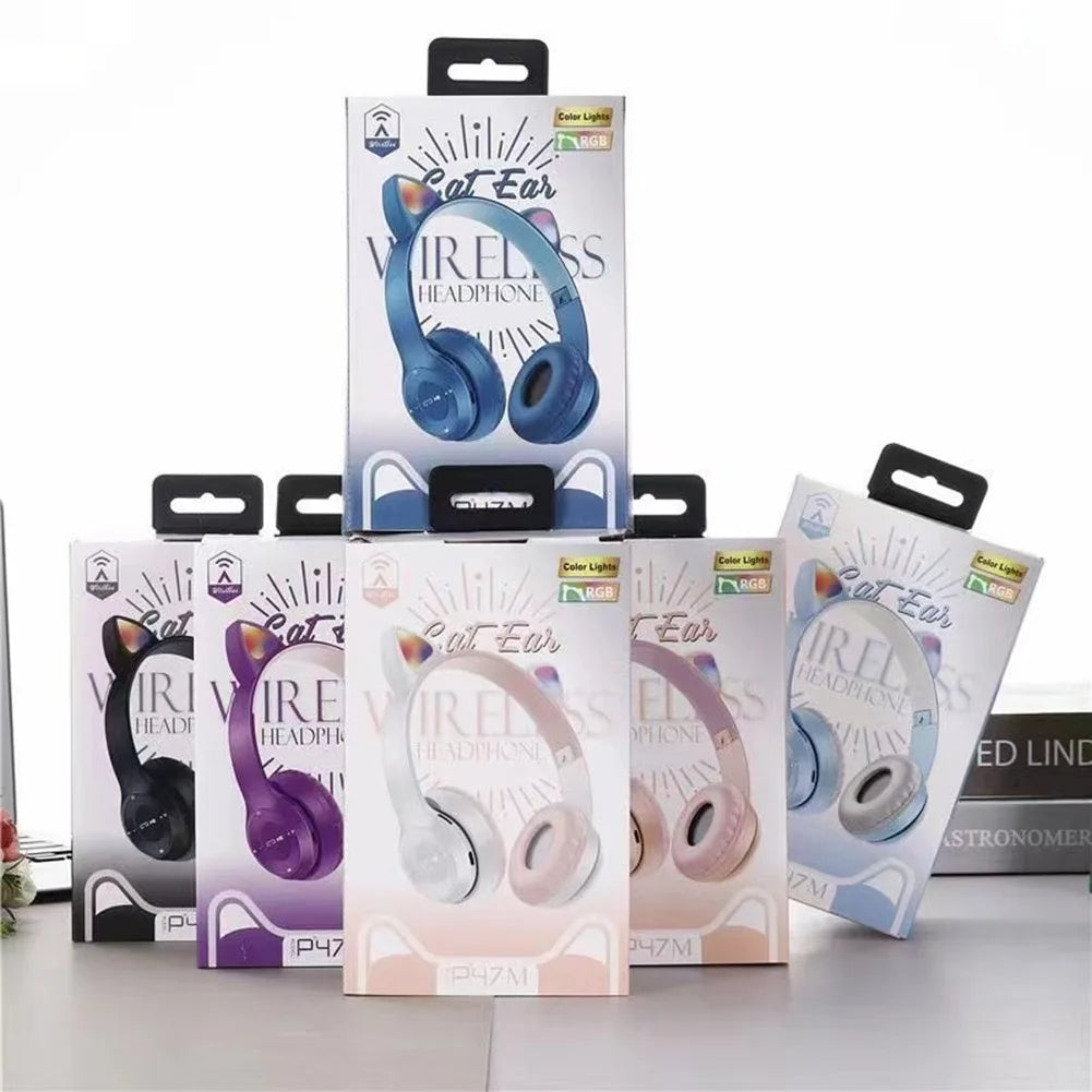 Cat Ear Wireless Gaming Headphones – RGB Glow Bluetooth Headset