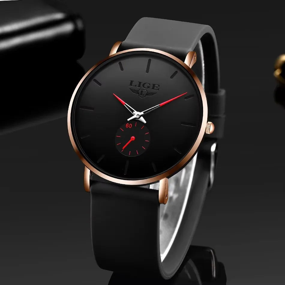 LIGE Men’s Ultra-Thin Quartz Watch – Waterproof Luxury Style