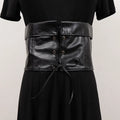 Wide Elastic Belt – PU Leather, Adjustable Fit