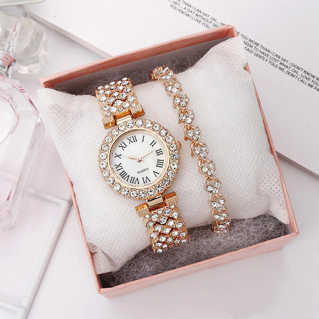 2PCS Crystal Watch Set – Elegant & Luxury
