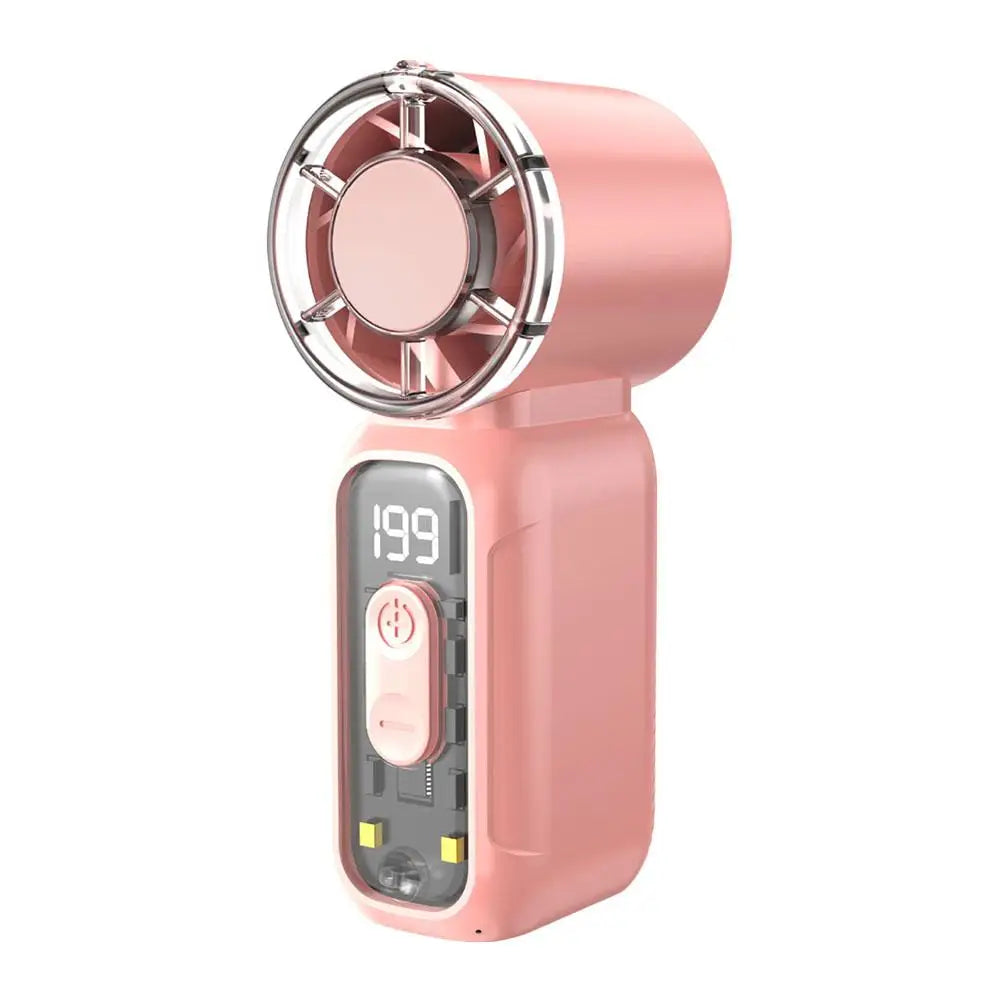 Portable Mini Cooling Fan – USB Rechargeable, 5-Speed with LED Display