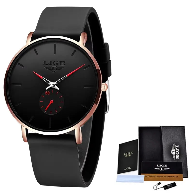 LIGE Men’s Ultra-Thin Quartz Watch – Waterproof Luxury Style