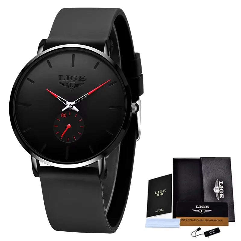LIGE Men’s Ultra-Thin Quartz Watch – Waterproof Luxury Style