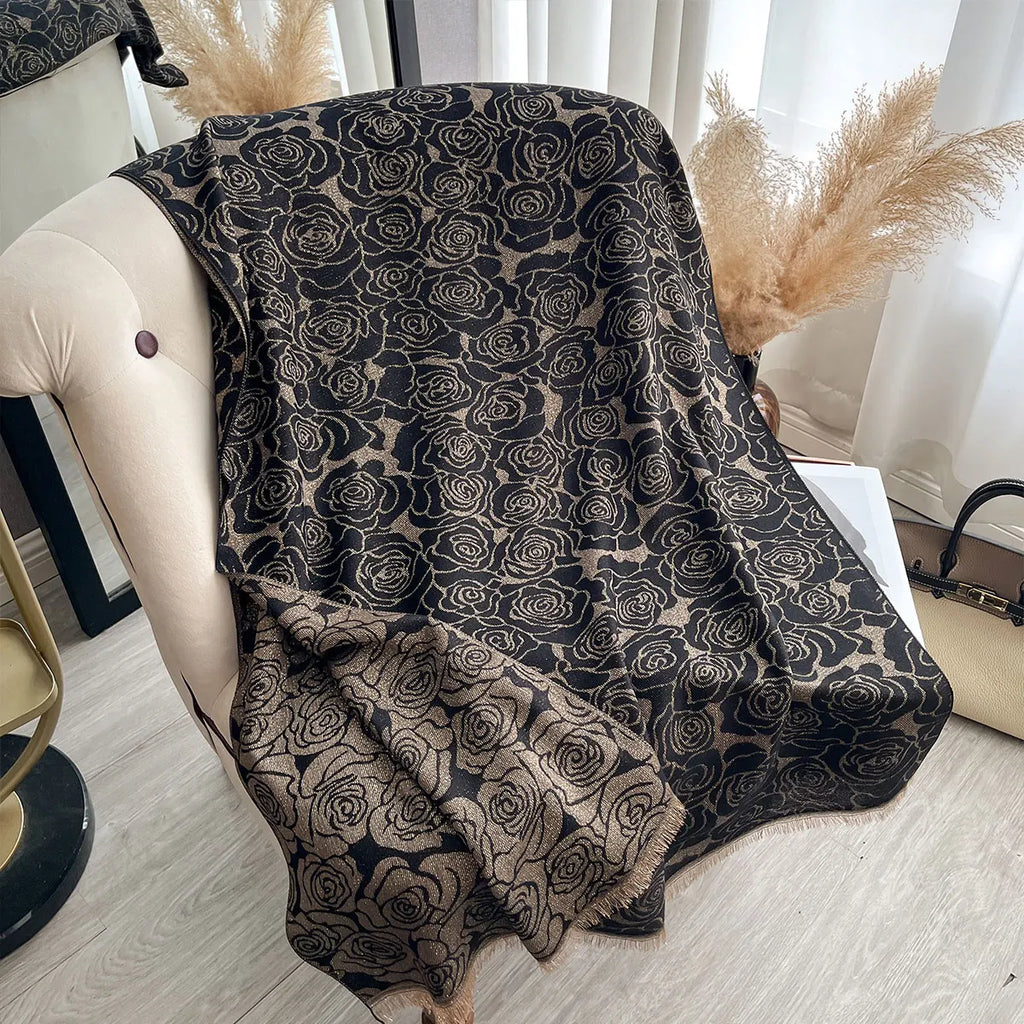 Golden Embroidered Hijab – Elegant & Lightweight