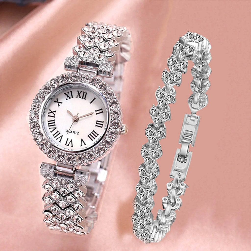 2PCS Crystal Watch Set – Elegant & Luxury