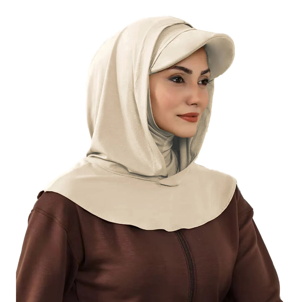 Full Coverage Bonnet Hijab with Visor – Ready to Wear