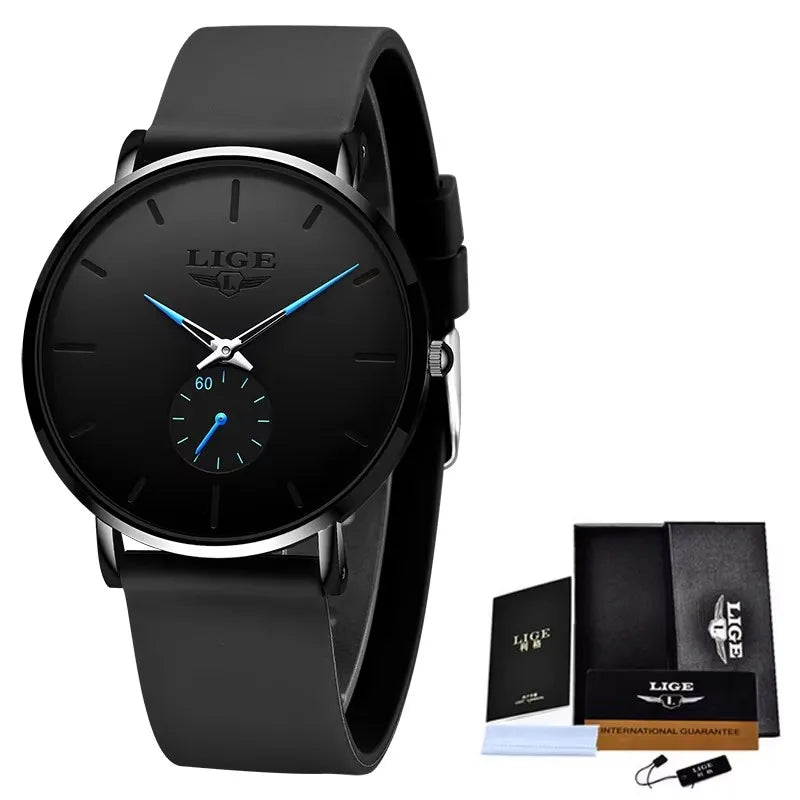 LIGE Men’s Ultra-Thin Quartz Watch – Waterproof Luxury Style