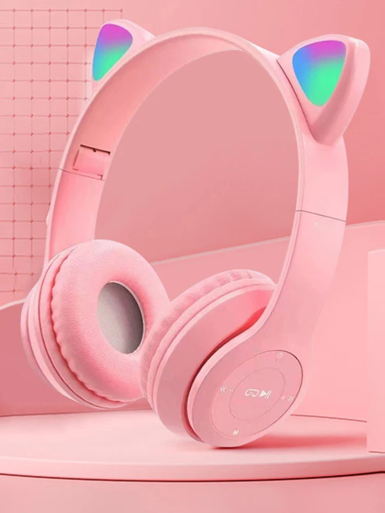 Cat Ear Wireless Gaming Headphones – RGB Glow Bluetooth Headset