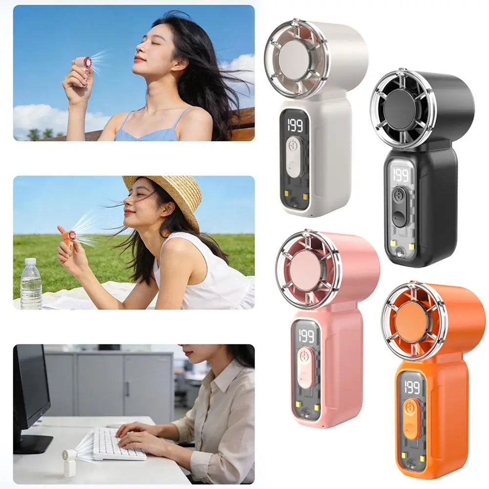 Portable Mini Cooling Fan – USB Rechargeable, 5-Speed with LED Display