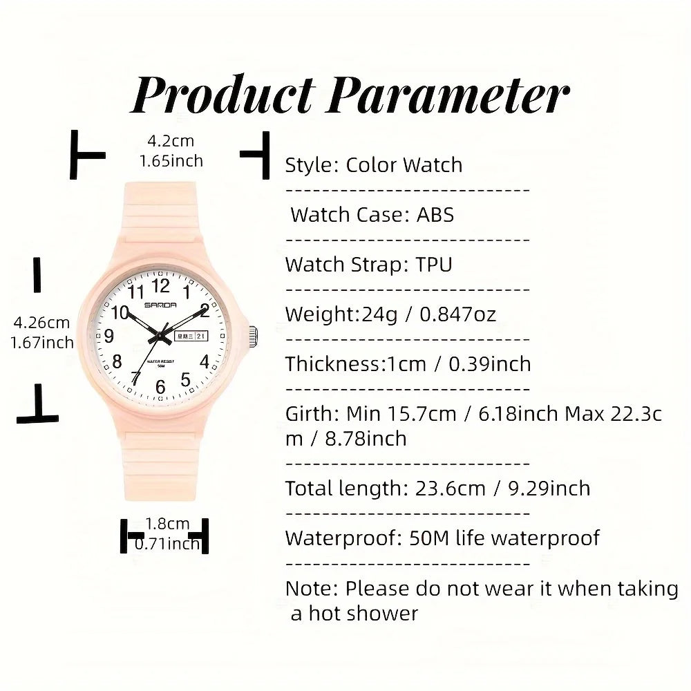 Women’s Minimalist Watch – Casual Sport Style with Day & Date