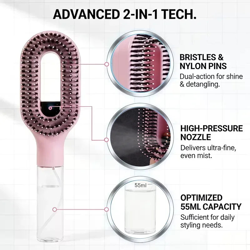 2-in-1 Hair Mist Brush – Smooth & Detangle