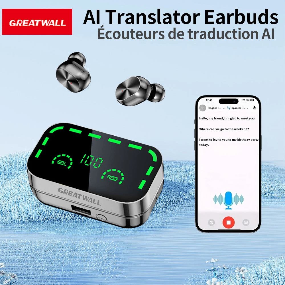 AI Smart Translator Earbuds – Real-Time Translation (144 Languages)