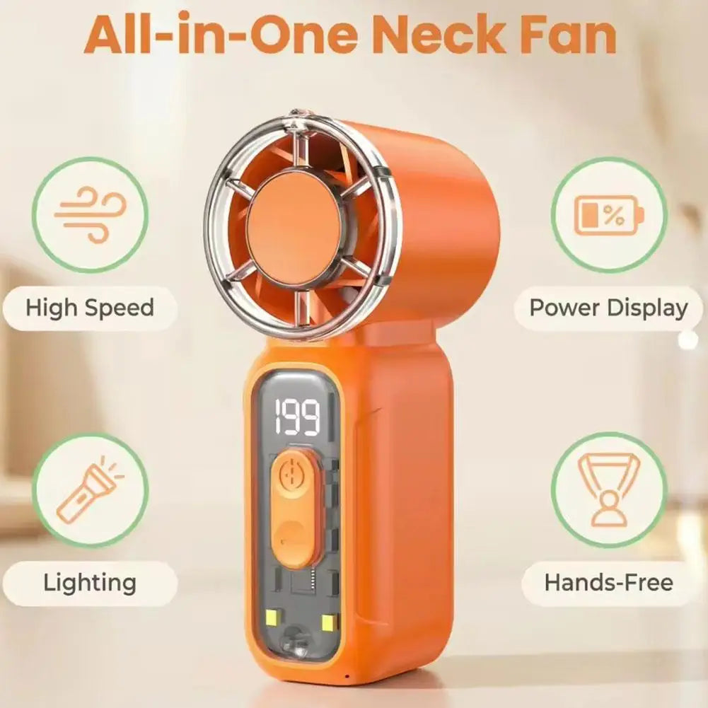 Portable Mini Cooling Fan – USB Rechargeable, 5-Speed with LED Display