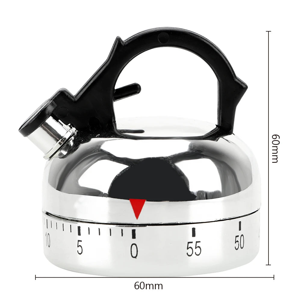 Kitchen Timer – 60-Minute Mechanical Countdown Alarm (Kettle Design)