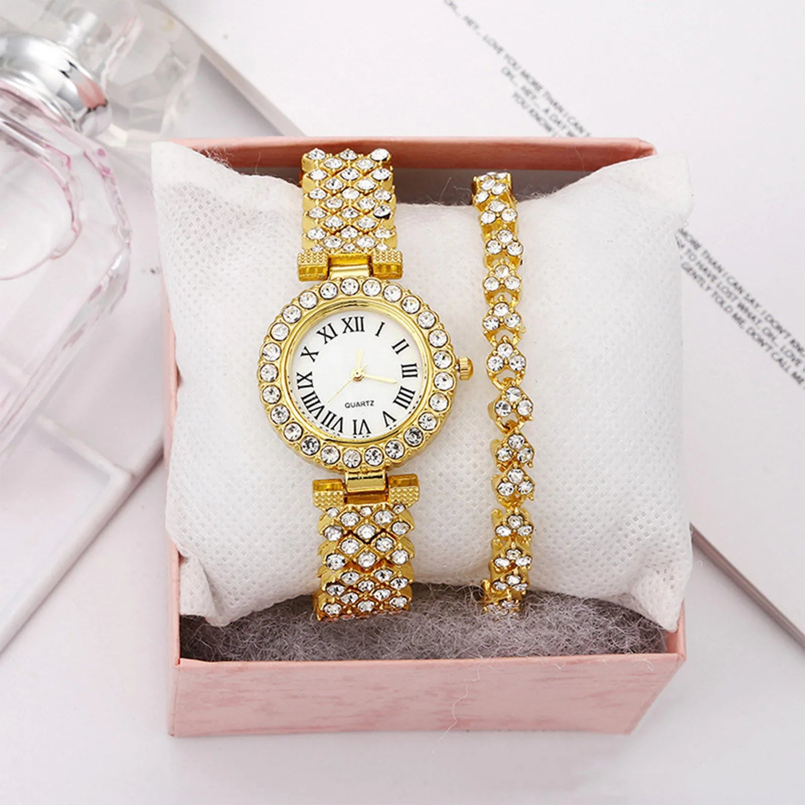 2PCS Crystal Watch Set – Elegant & Luxury