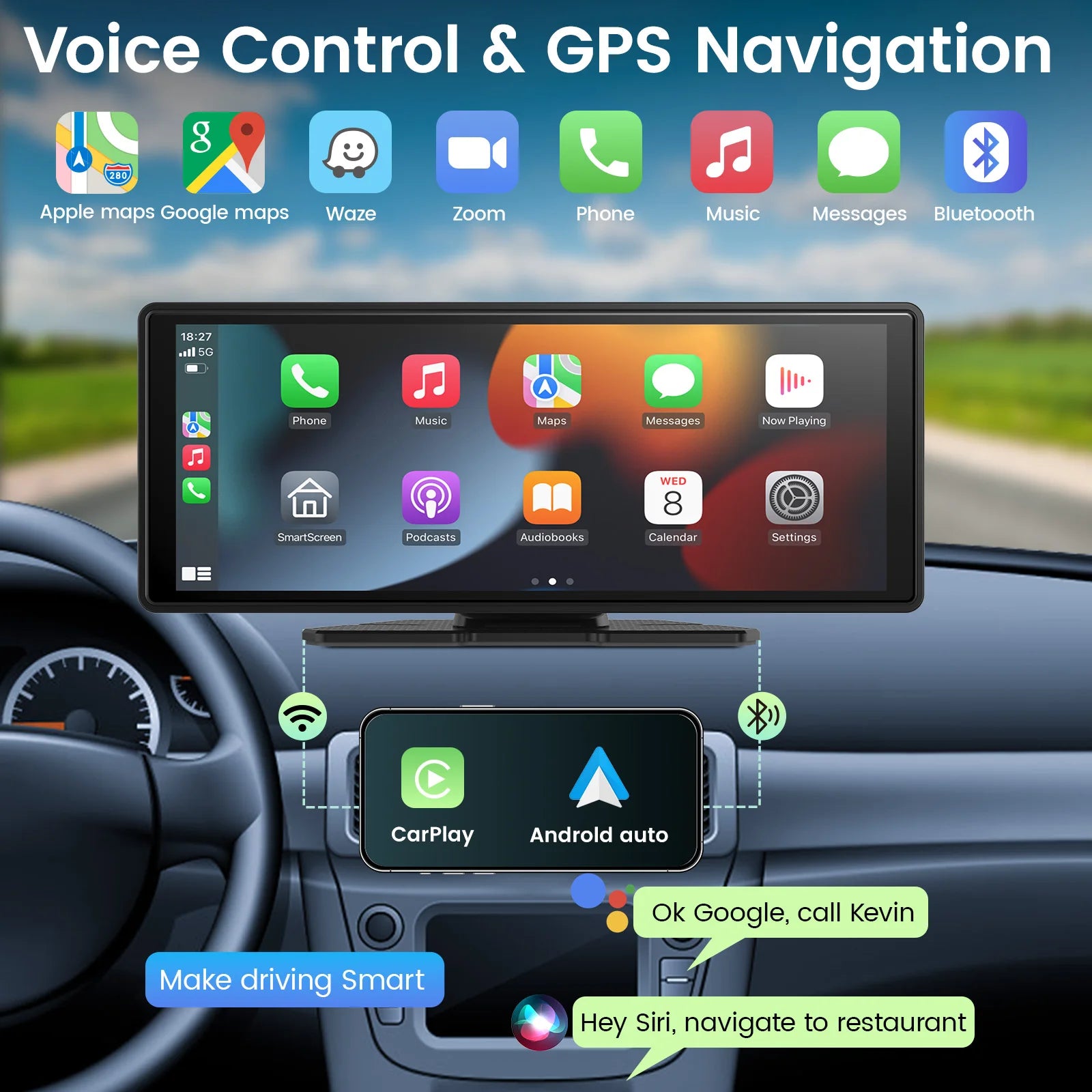 Portable Wireless CarPlay Screen