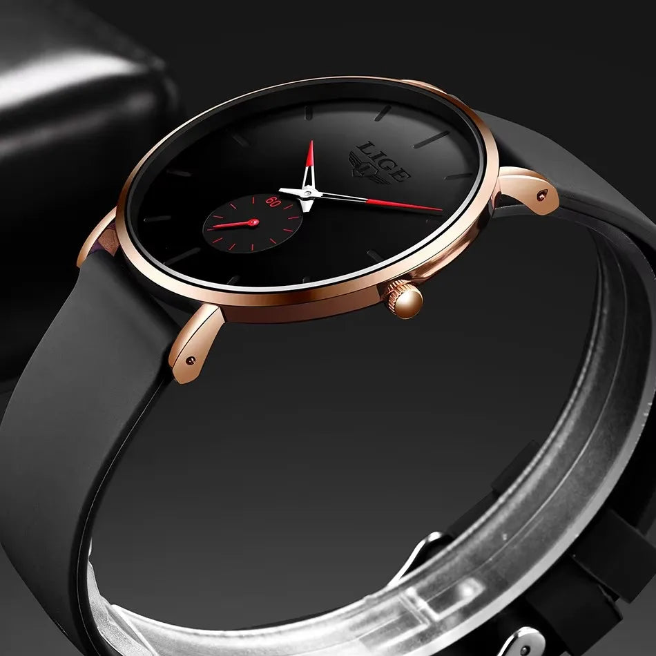 LIGE Men’s Ultra-Thin Quartz Watch – Waterproof Luxury Style