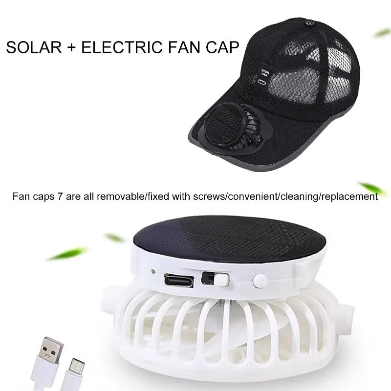 Solar Cooling Fan Cap – Breathable Hat with Built-In Fan for Summer Outdoors