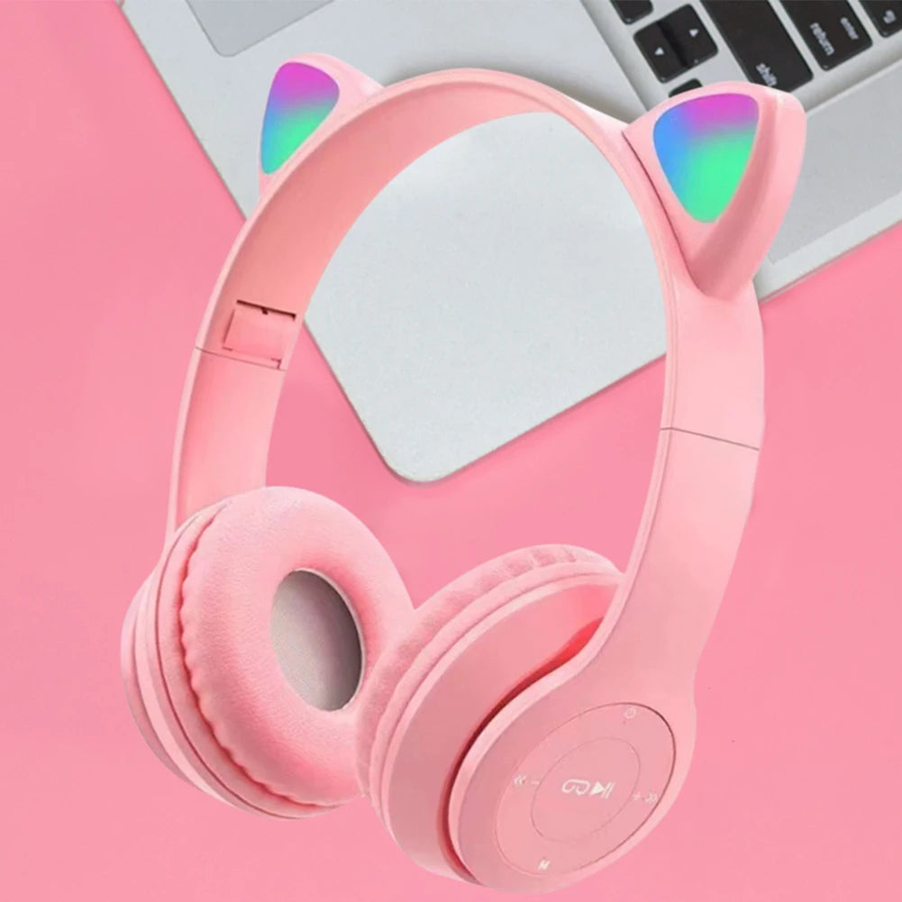 Cat Ear Wireless Gaming Headphones – RGB Glow Bluetooth Headset