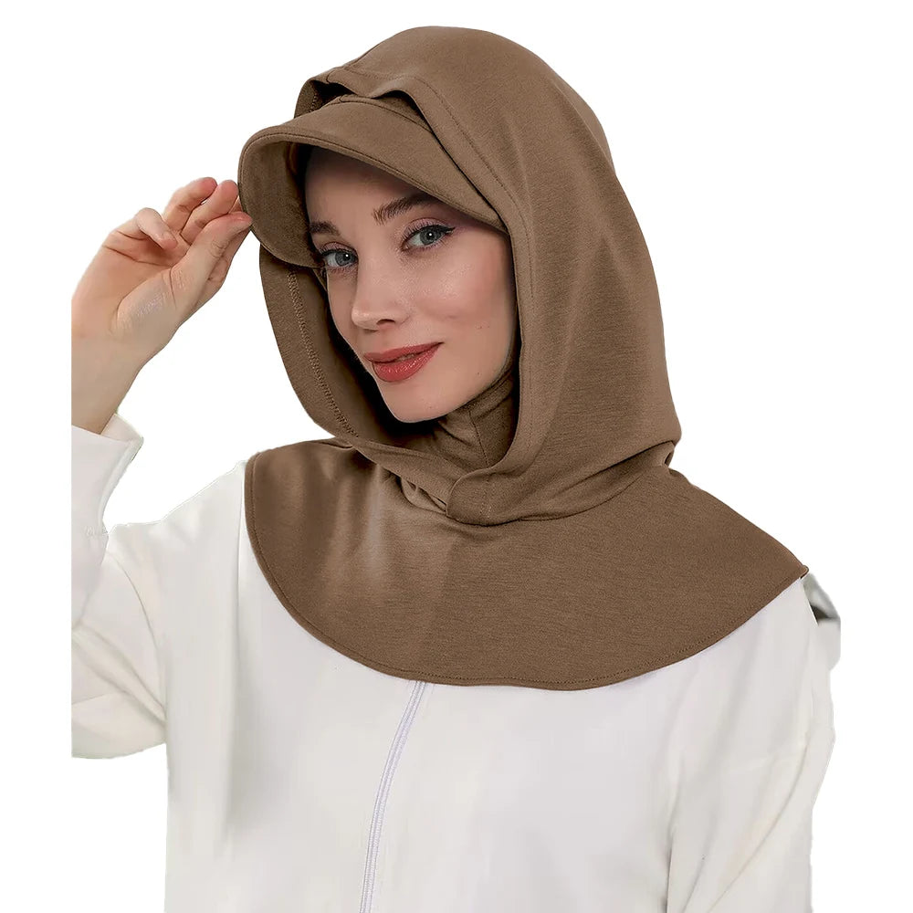 Full Coverage Bonnet Hijab with Visor – Ready to Wear